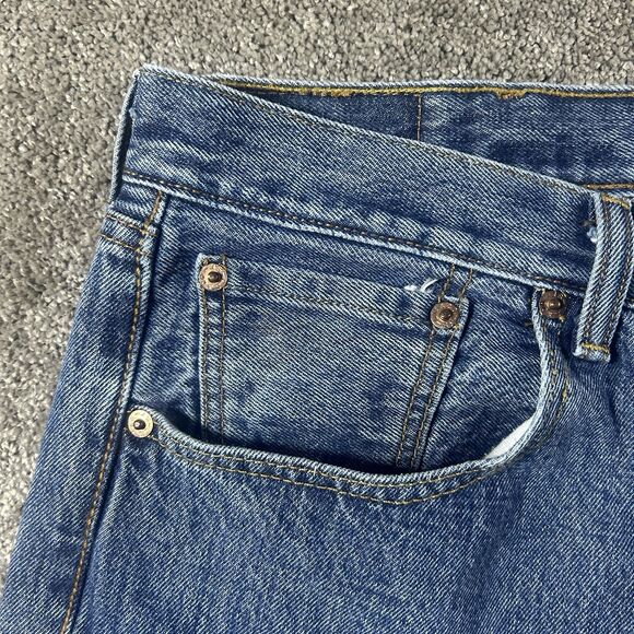 Levis 501 Jeans 38x34 Medium Wash Straight Leg Button Fly Cotton - Picture 4 of 16